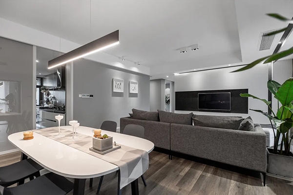 Mẫu thiết kế căn hộ 160㎡ hiện đại và đơn giản với xám nhạt, tự nhiên và ấm cúng.