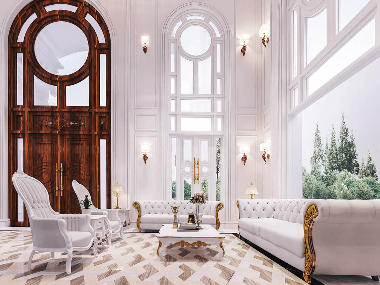 Mẫu thiết kế nội thất 150m2 kiểu Pháp