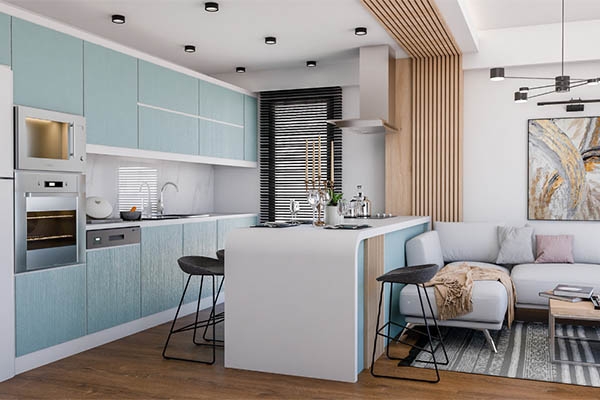 Những lưu ý khi thiết kế phòng khách liền bếp