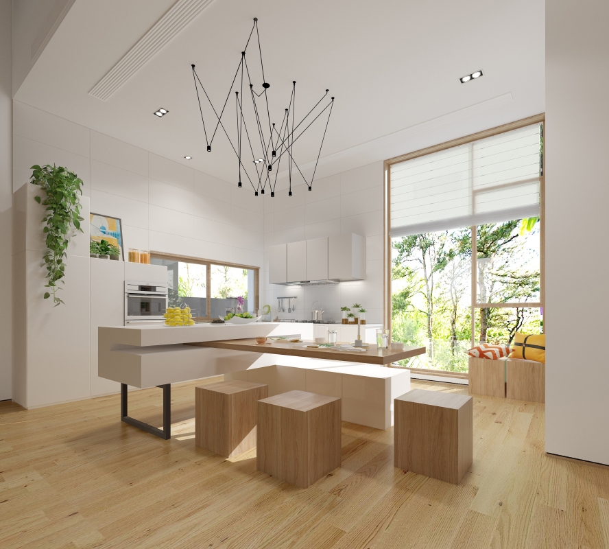 Bàn Đảo Bếp Thông Minh Tích Hợp Bàn Ăn Kéo Rút