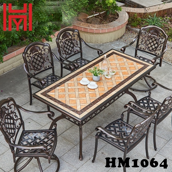 BÀN SÂN VƯỜN MÀU GẠCH NGÓI HM1064 TRUNG