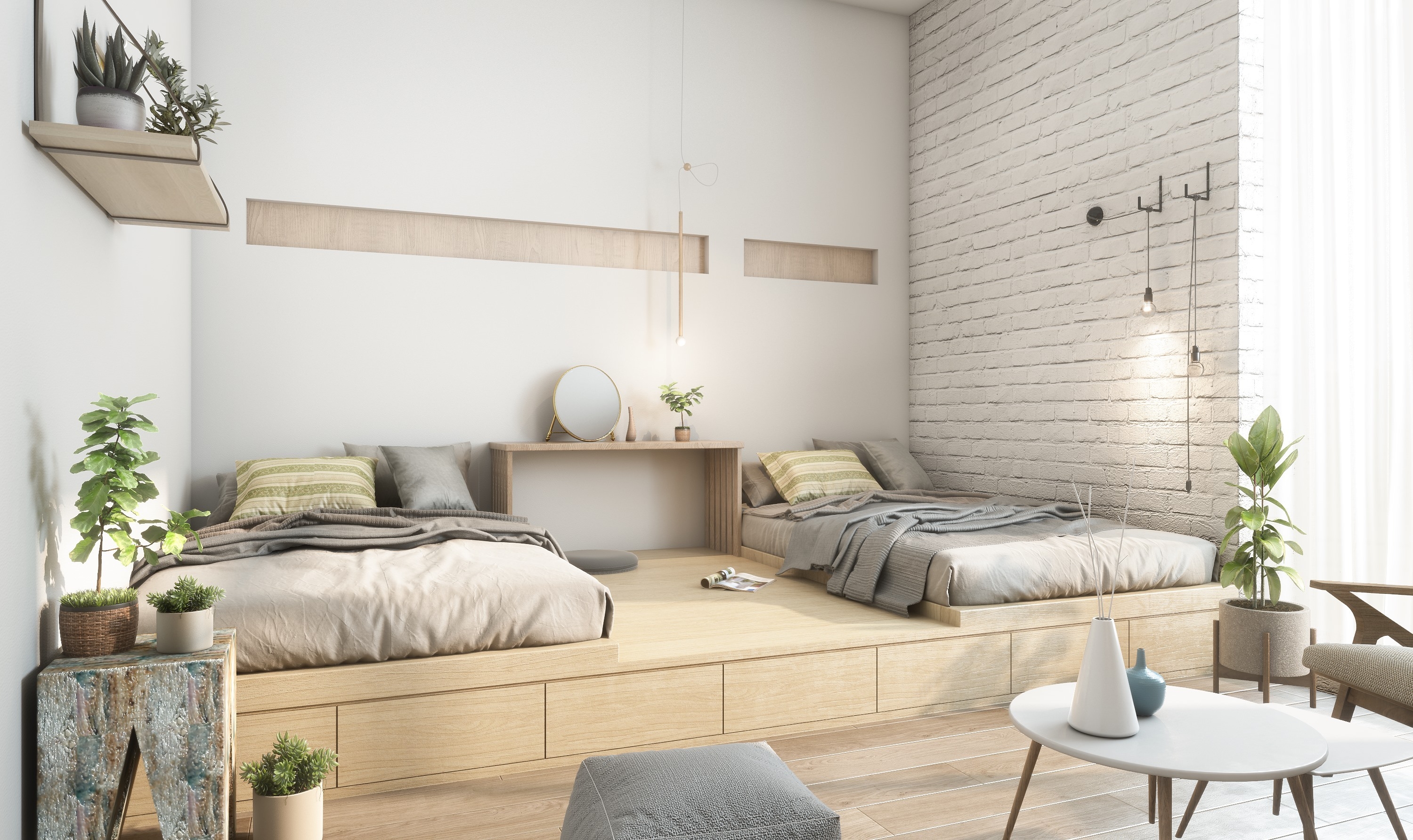 Giường Phản Dạng Bục Đa Năng Japandi