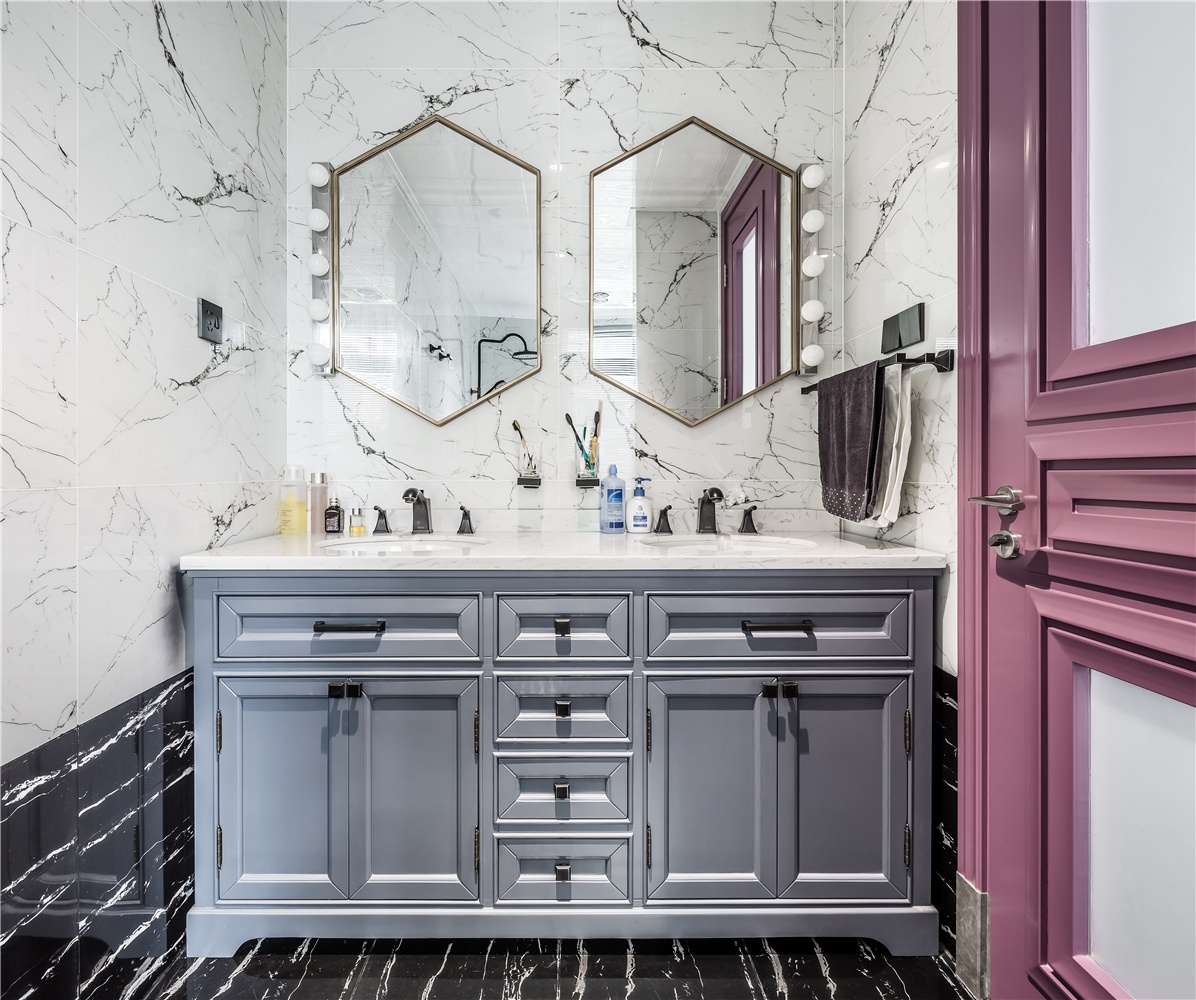 Tủ lavabo đôi đặt sàn phong cách Tân cổ điển