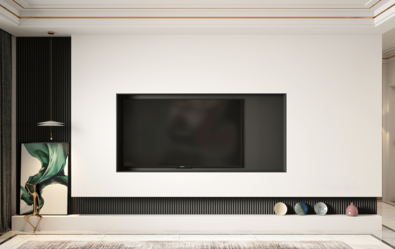 Vách tivi âm tường phong cách Luxury Modern