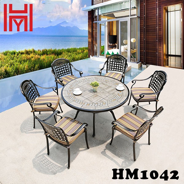 BÀN SÂN VƯỜN HM1042 ĐÁ VÂN GỖ