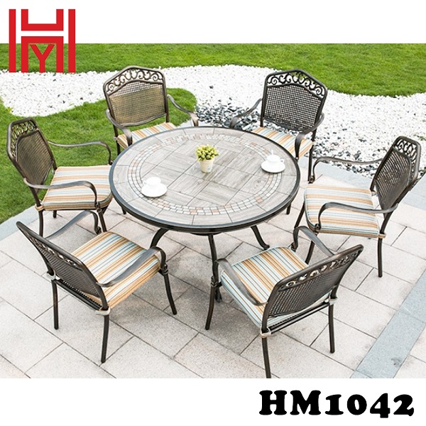 BÀN SÂN VƯỜN HM1042 ĐÁ VÂN GỖ