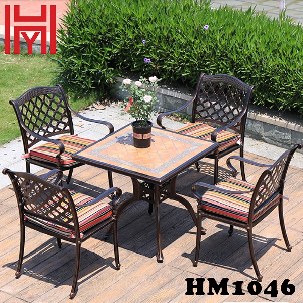 BÀN SÂN VƯỜN VUÔNG HM1046 ĐÁ GỐM ĐỎ