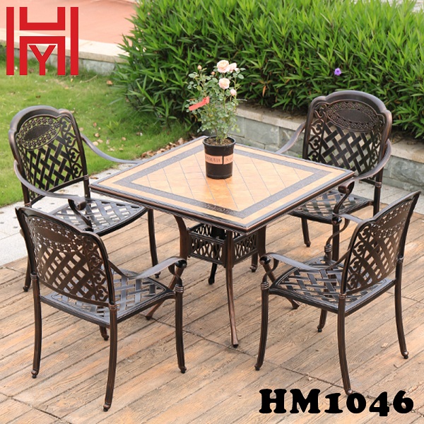 BÀN SÂN VƯỜN VUÔNG HM1046 ĐÁ GỐM ĐỎ