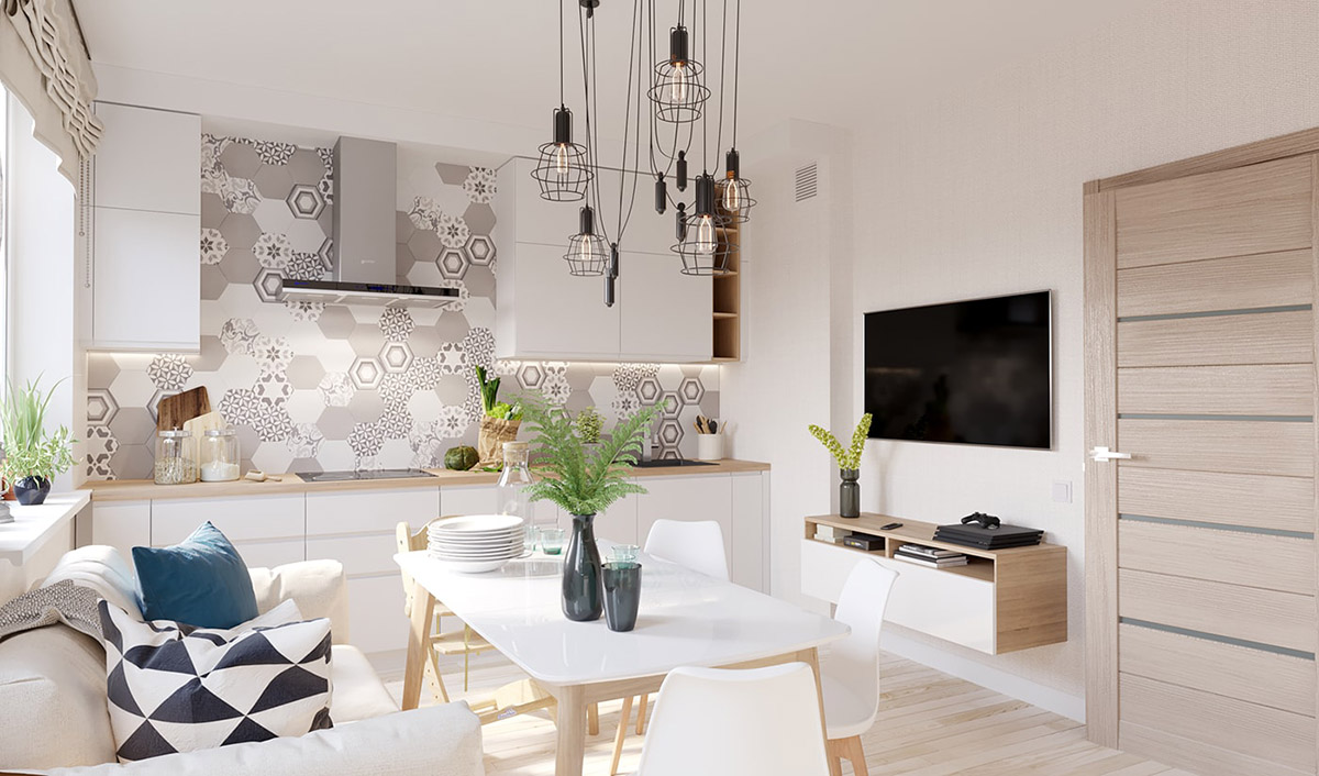 Không gian ngôi nhà nhỏ kết hợp những chi tiết màu gỗ.