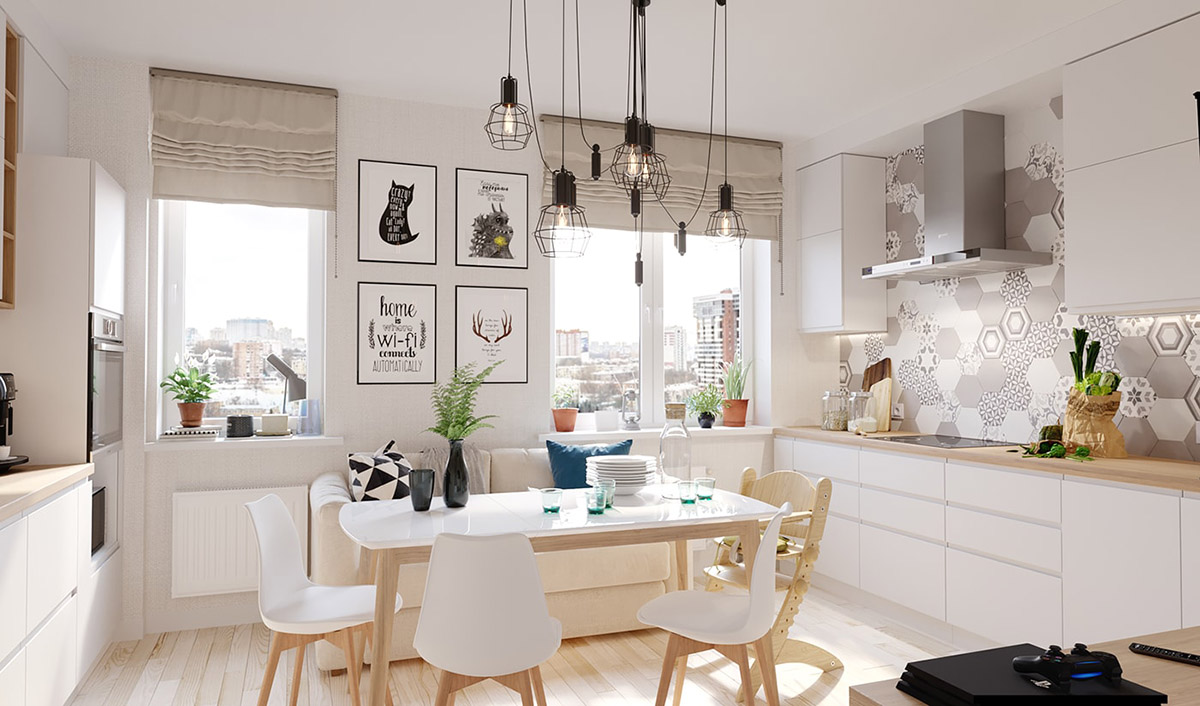 Không gian ngôi nhà nhỏ kết hợp những chi tiết màu gỗ.