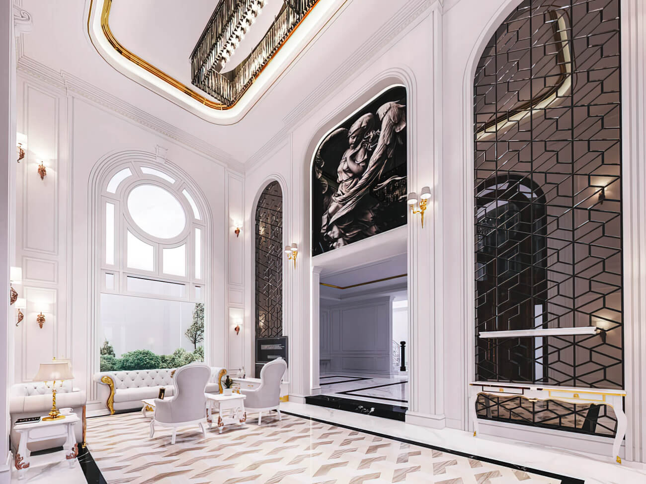 Mẫu thiết kế nội thất 150m2 kiểu Pháp