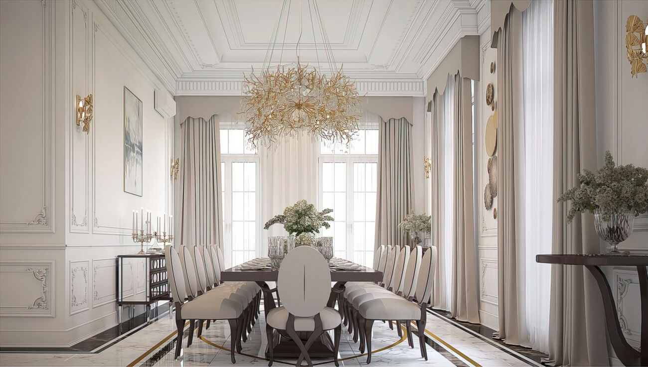 Mẫu thiết kế nội thất 150m2 kiểu Pháp