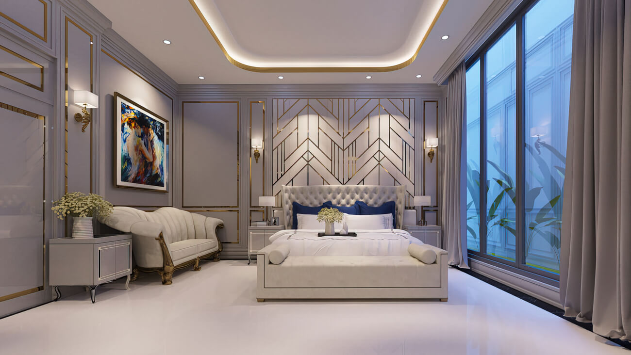 Mẫu thiết kế nội thất 150m2 kiểu Pháp